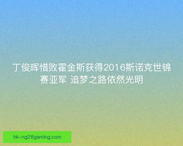 丁俊晖惜败霍金斯获得2016斯诺克世锦赛亚军 追梦之路依然光明
