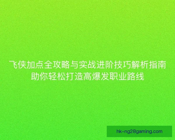 飞侠加点全攻略与实战进阶技巧解析指南助你轻松打造高爆发职业路线