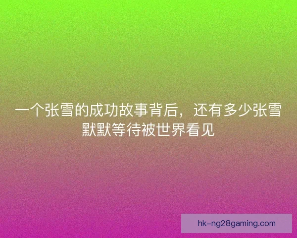 一个张雪的成功故事背后，还有多少张雪默默等待被世界看见